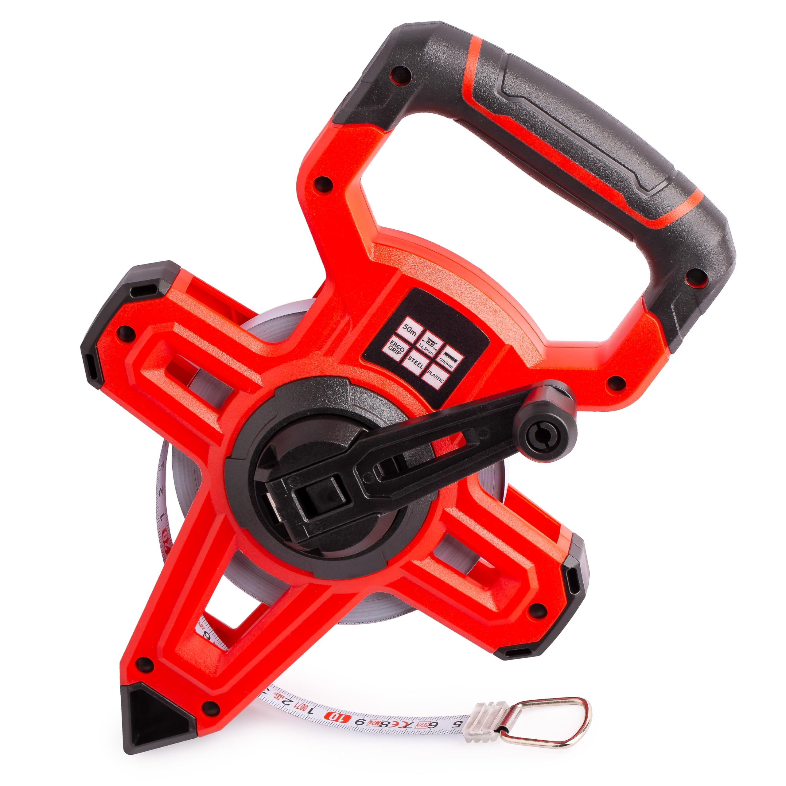 MIVOS Open Tape Measure, 50 m x 12.5 mm, Steel Tape Measure, Scale, Quick Tape Retraction, ABS Plastic Housing