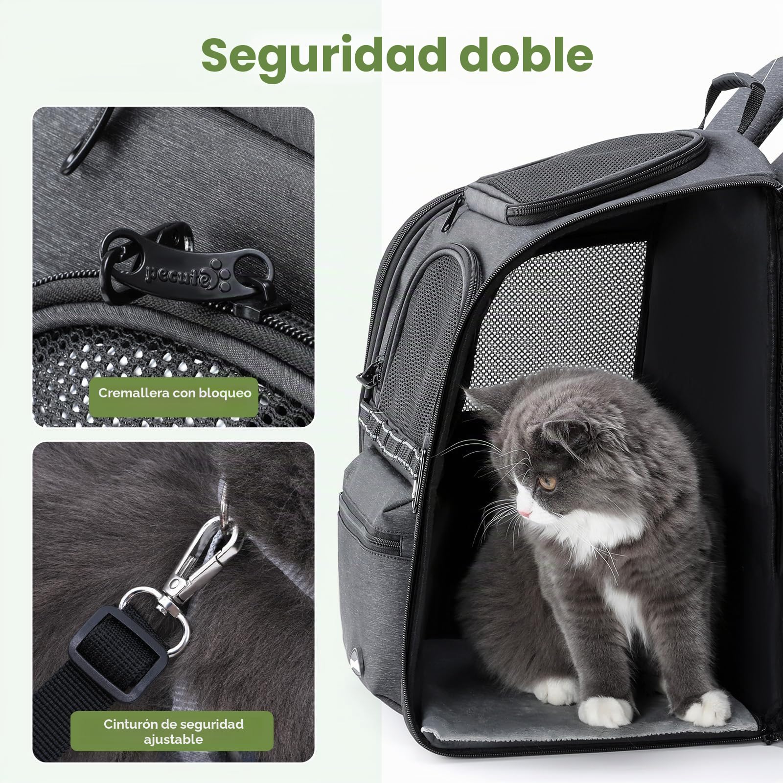 Pecute mochila gato reducción de carga antigravedad, mochila ergonómica para gatos,mochila de descompresión para gatos transporte, adecuada para viajar con mascotas, visitar al médico, hacer caminatas