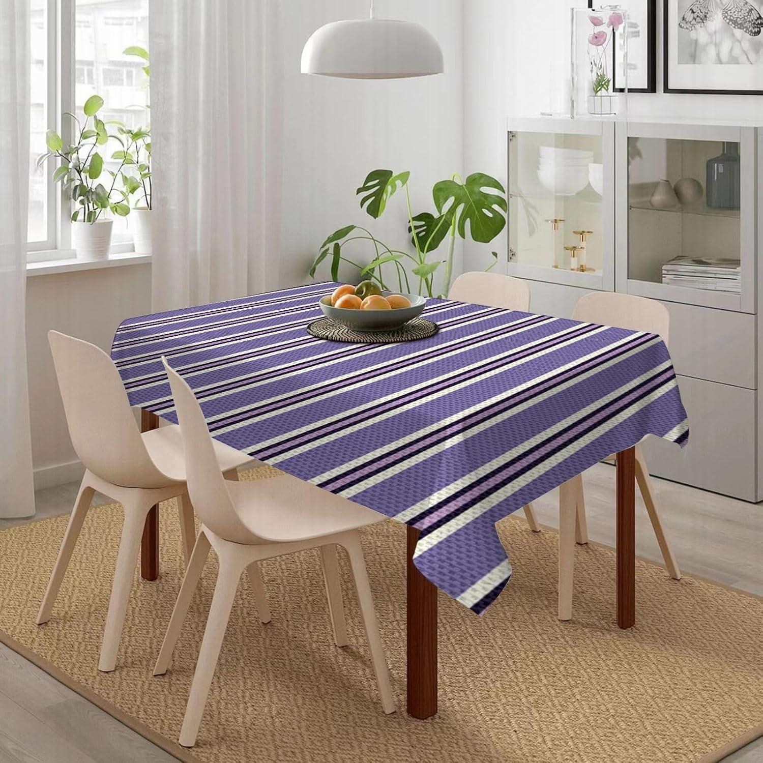 Mantel Mesa Rectangular Rayas, Manteles Antimanchas Morado, 3D Impresión Mantel Impermeable Lavable para Cocina Salón Comedor, 140x300 cm Q.P1880