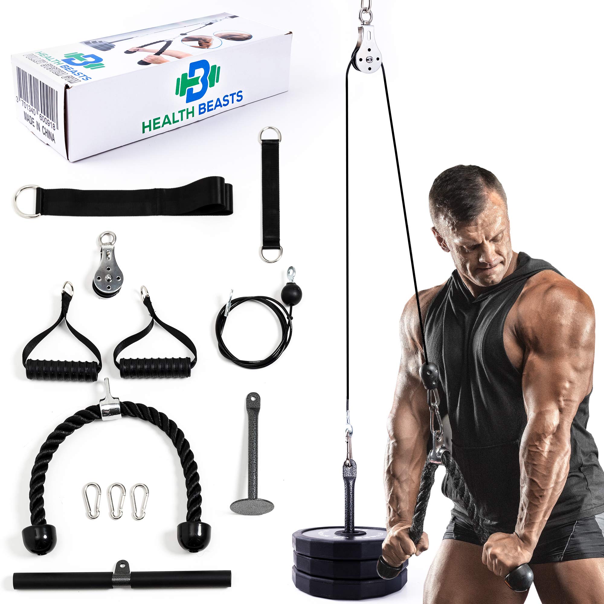Buy Health Beasts LAT Pull Down Bar Cable Pulley Workout Pulley System