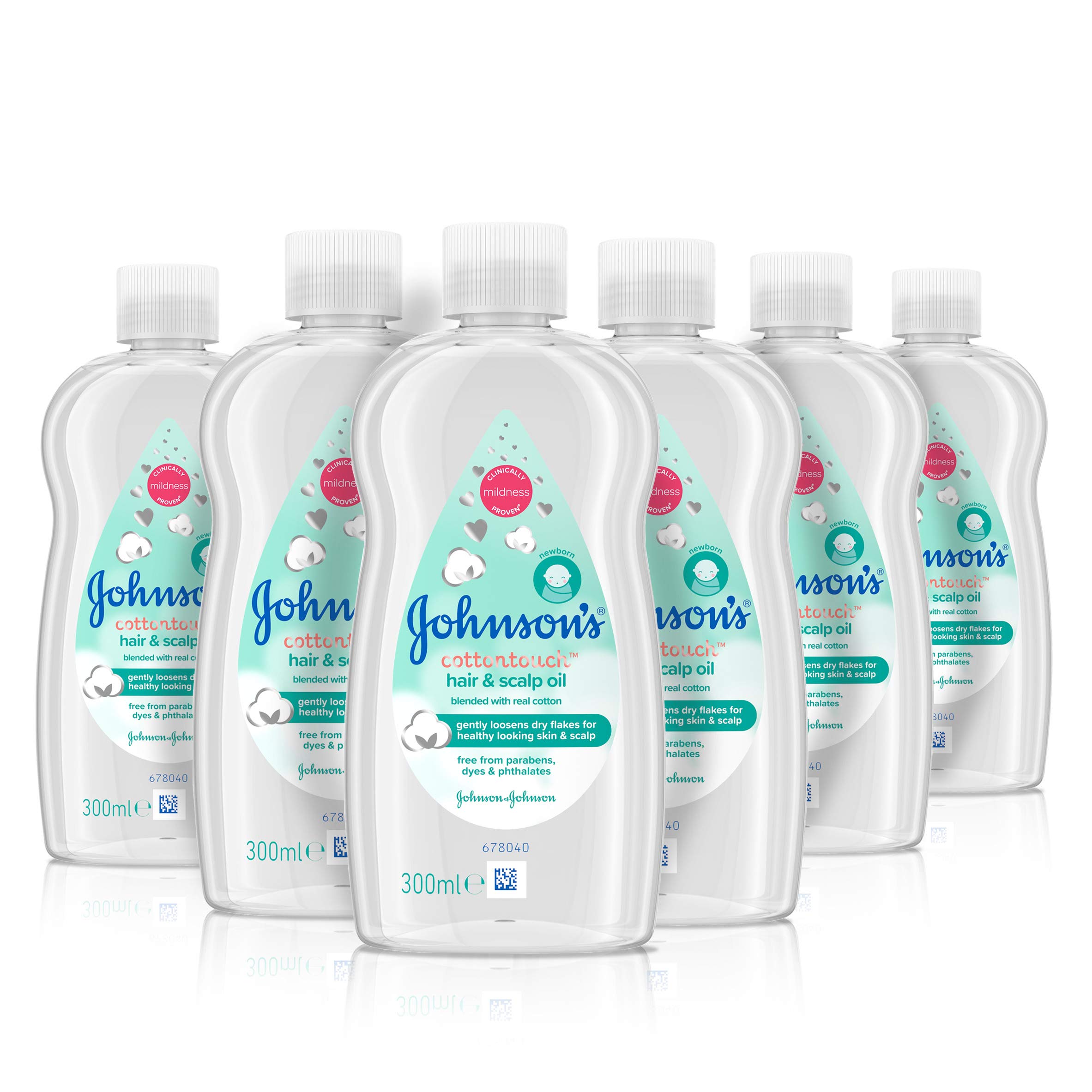 Johnson's Baby CottontouchTM Lot de 6 huiles pour cheveux et cuir chevelu 300 ml