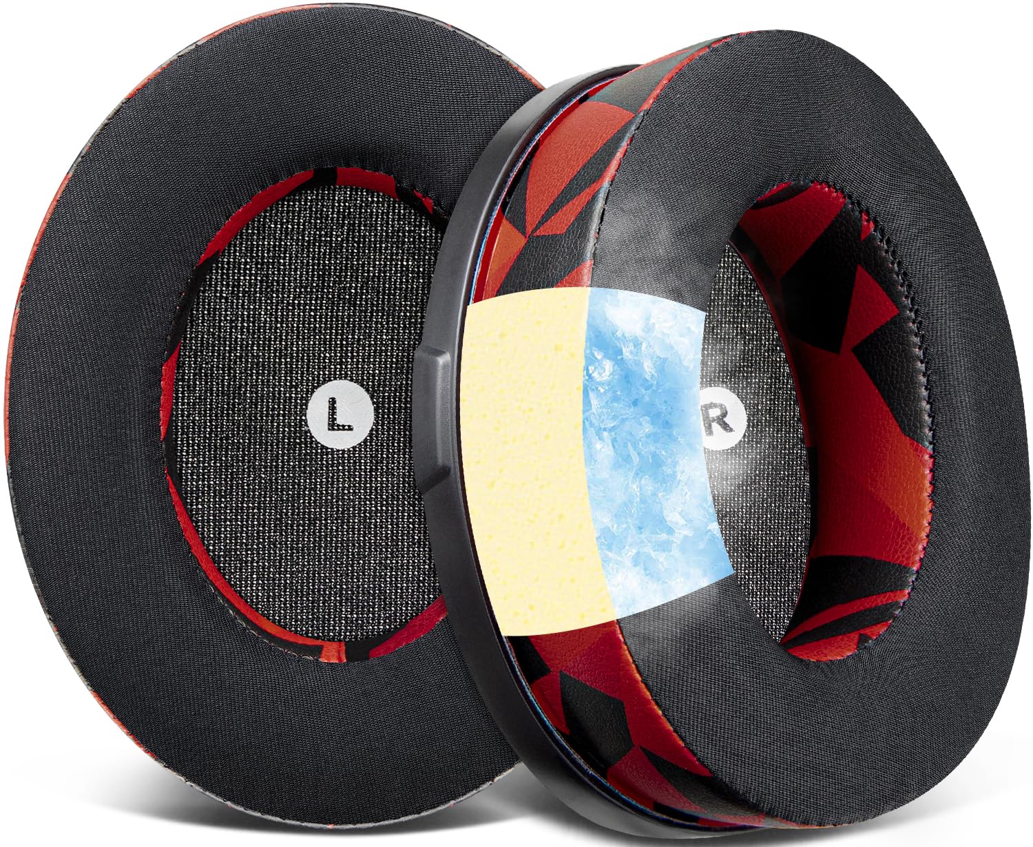 SOULWITCooling-Gel Replacement Earpads for Audeze Penrose/Penrose X/Mobius, Ear Pads for HyperX Cloud Orbit/Orbit S Headphones, Cushions with Ice Silk Fabric, Noise Isolation Foam - Red StormGlobal Recycled StandardGlobal Recycled StandardGlobal Recycled Standard