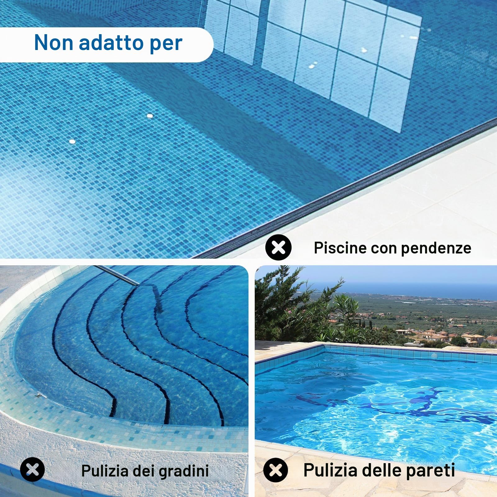 POOLPURE 2026 Robot aspirapolvere per piscina a batteria: Aspirapolvere senza fili per piscina con 100 min. di autonomia, Pulitore automatico per piscine a installazione piatta fino a 90 m², IPX8
