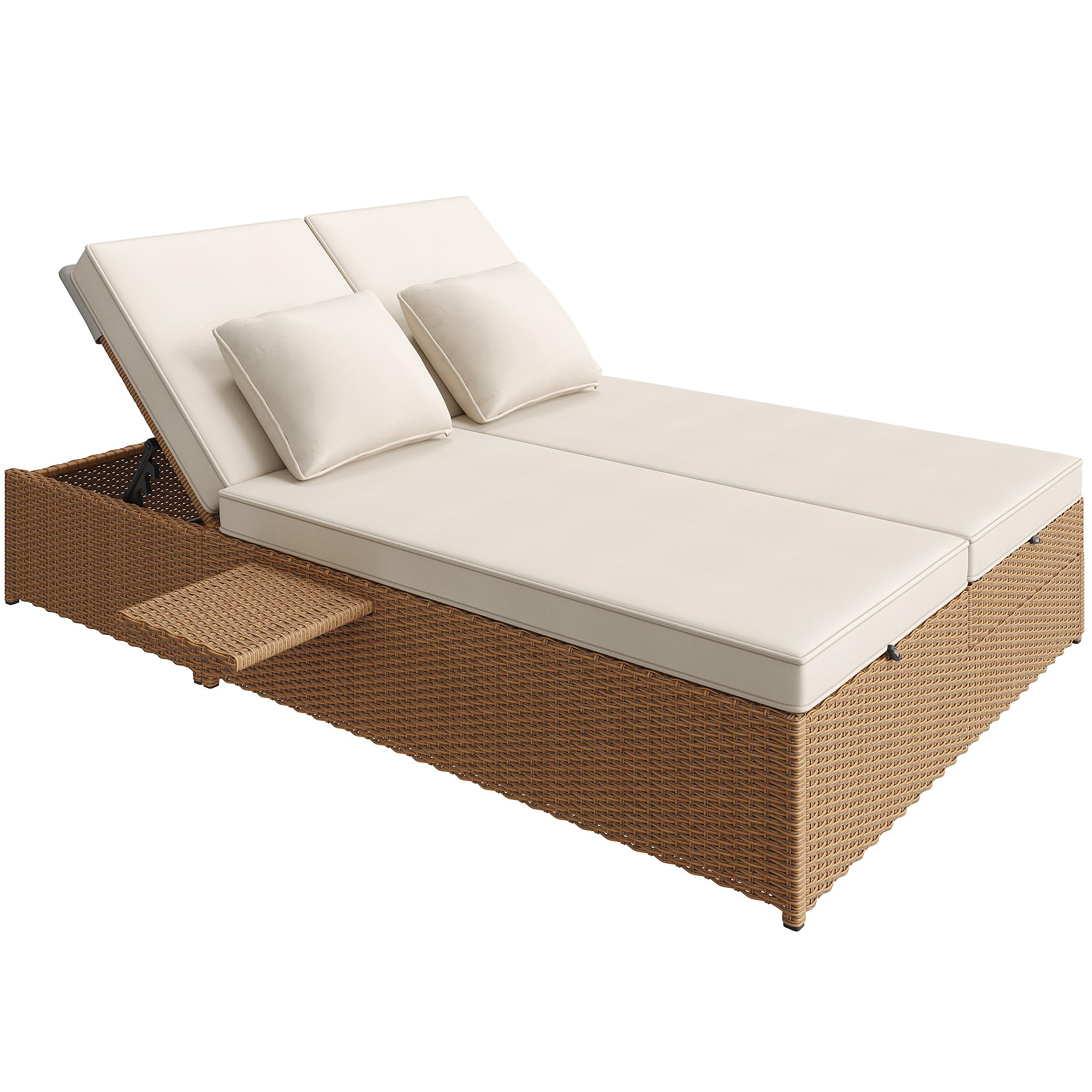Sdraio da giardino per esterni, letto matrimoniale, in rattan, che può essere utilizzato come mobili da giardino all'aperto, adatto per lounge, balconi e giardini, resistente alle intemperie