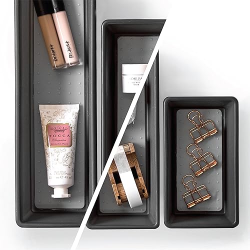 Miniatura 4 de BINO Juego de cubos organizadores de cajones de 3 piezas, tamaño pequeño, blanco, THE MODULAR  Almacenamiento multiusos  Forro de agarre suave y