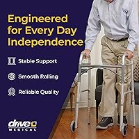 Vista 2 de Drive Medical 10210-1 Andador plegable de lujo de dos botones con ruedas de 5 pulgadas