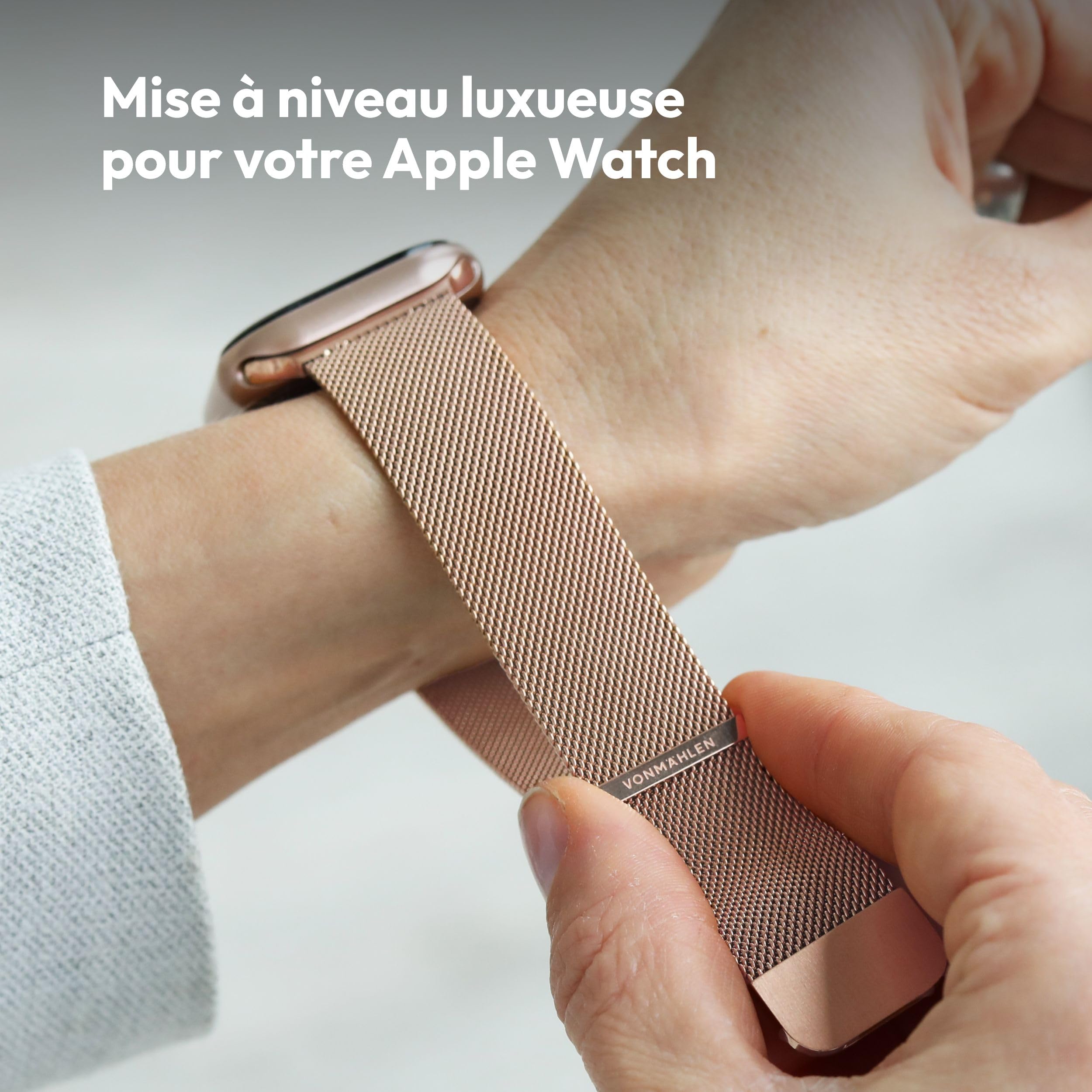 VONMÄHLEN Milanese Loop 2 - Bracelet élégant en acier inoxydable avec fermeture magnétique - Réglable de qualité supérieure - Compatible avec Apple Watch