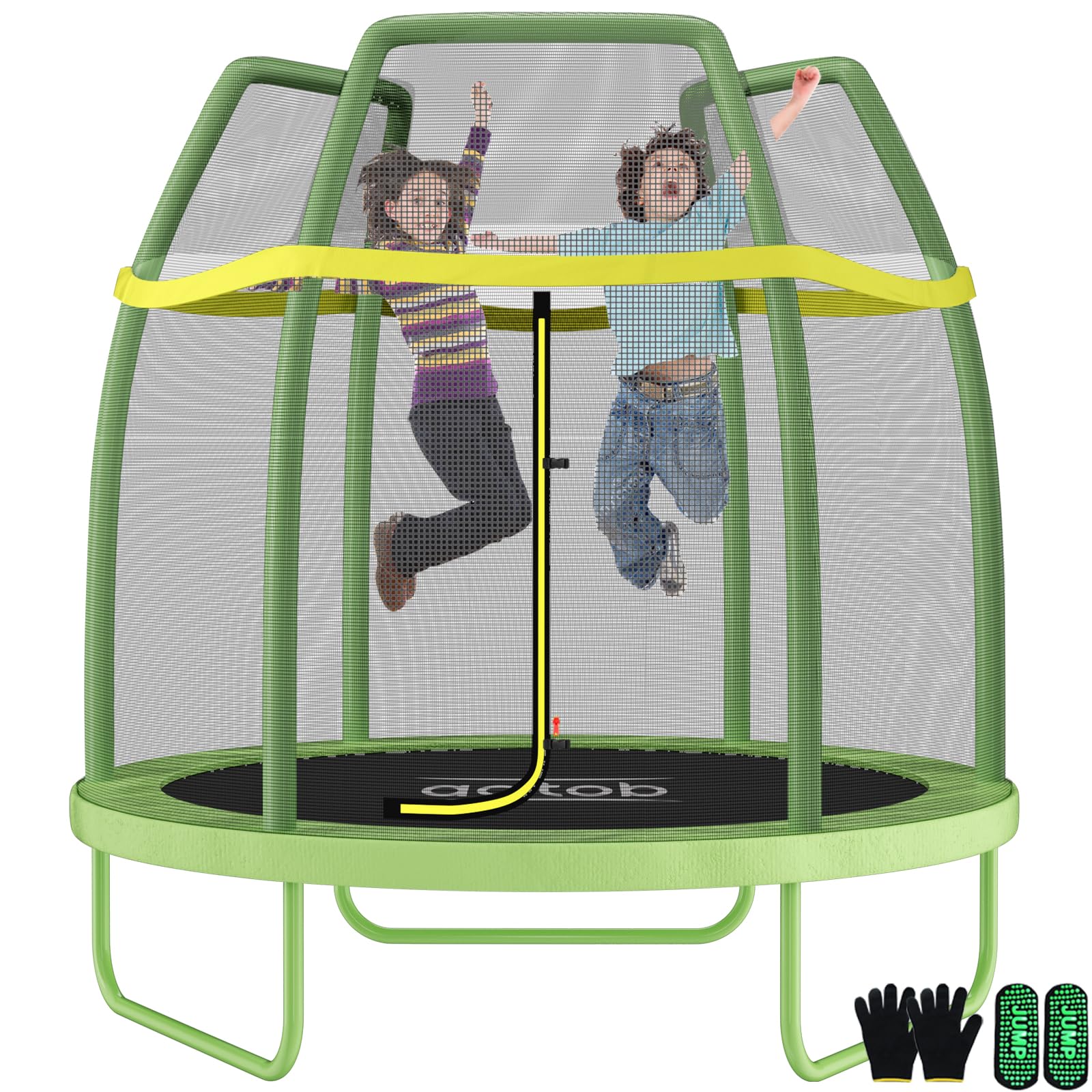AOTOB 7FT Green Trampoline for Kids Toddler with Enclosure Net &Safety Pad, Mini Trampoline with Heavy Duty Frame Indoor Outdoor,Small Trampoline Max Load 400lbs, Prefect Gifts for Boys and Girls