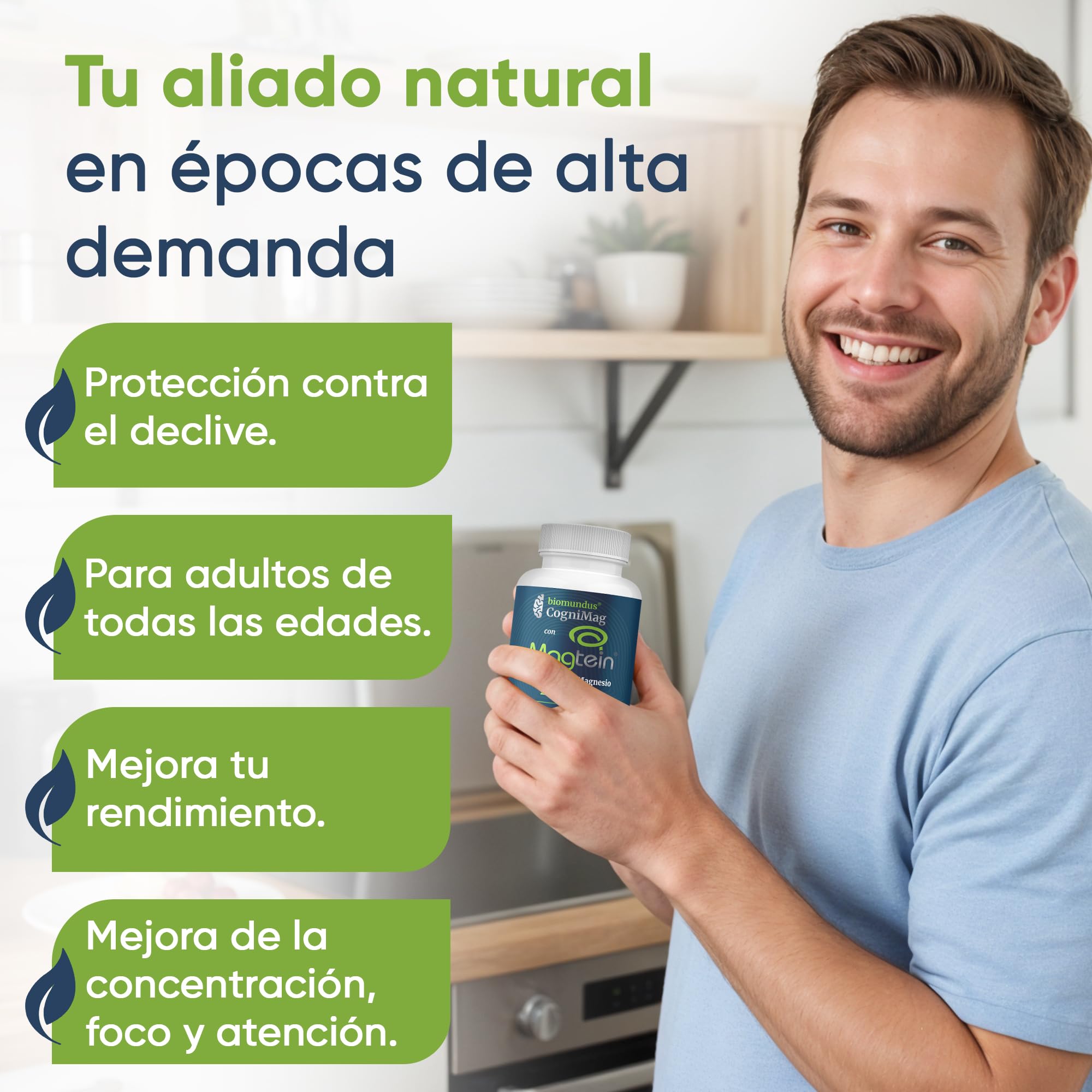 L-treonato de Magnesio Magtein® 2000 mg biomundus + Vitamina D3 2.000 UI dosis. Magnesio treonato Función cerebral óptima, mejor descanso, sueño, memoria, sistema inmune, músculos y huesos 90 cápsulas