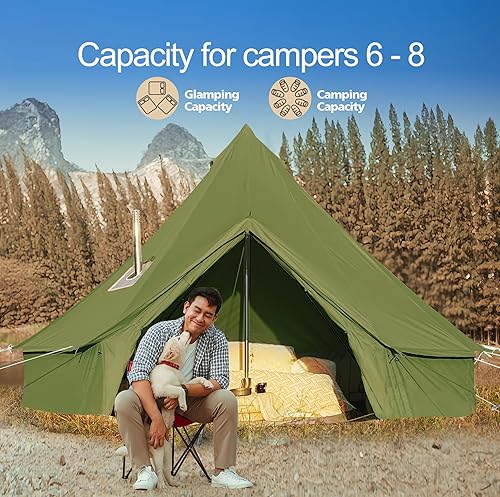 Miniatura 2 de Tienda de campaña de lona de algodón, tiendas grandes impermeables con centro resistente y poste de puerta y espacio para 468 personas todas las 4