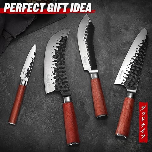 Miniatura 6 de Huusk Cuchillos de Japón, cuchillo de pelar de acero de alto carbono de 3.5 pulgadas, cuchillo de fruta forjado a mano, cuchillo de pelar japonés