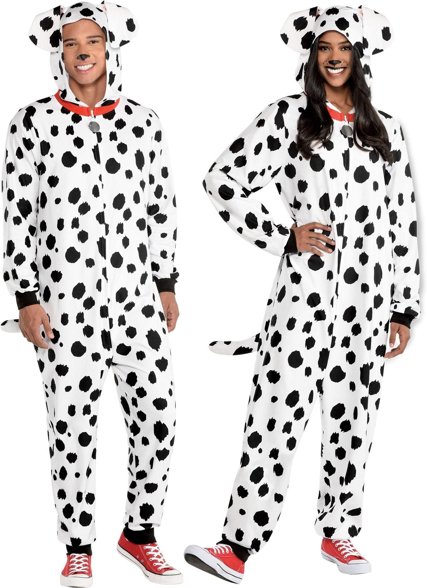 AmscanDalmatian Hooded Jumpsuit For Adult | Large to Extra Large | Black and White - Pack of 1
