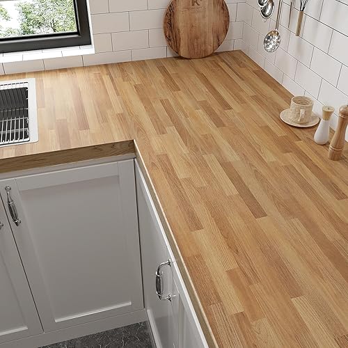 VaryPaper Papel de contacto de bloque de carnicero de 15.7 x 78.7 pulgadas para encimeras, papel tapiz de madera impermeable, extraíble,