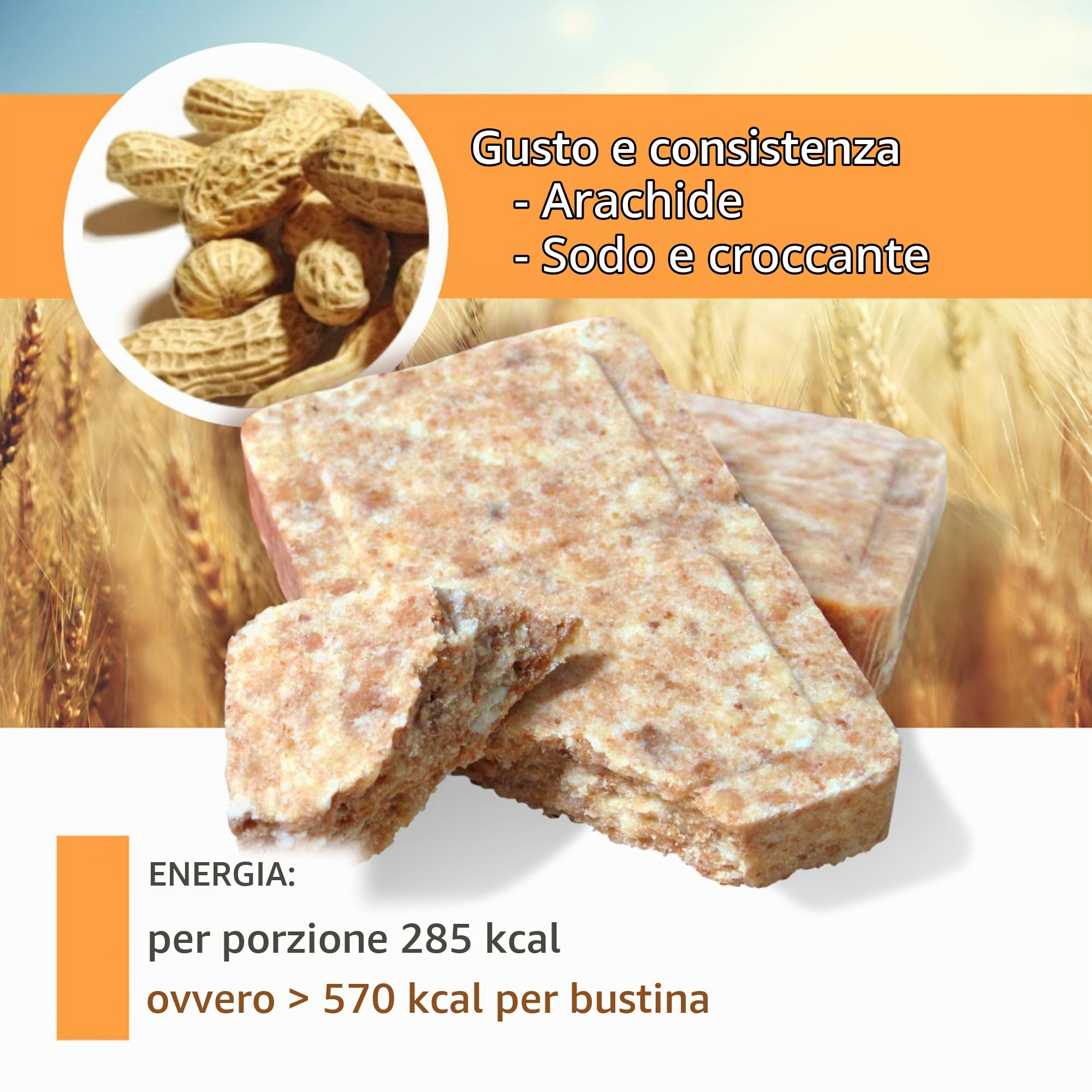 CONVAR-7 Pack Barretta energetica alle arachidi, per attività sportive e all'aperto, cibo di emergenza, razione di sopravvivenza. Gusto di arachidi, confezione compatta e lunga durata di conservazione