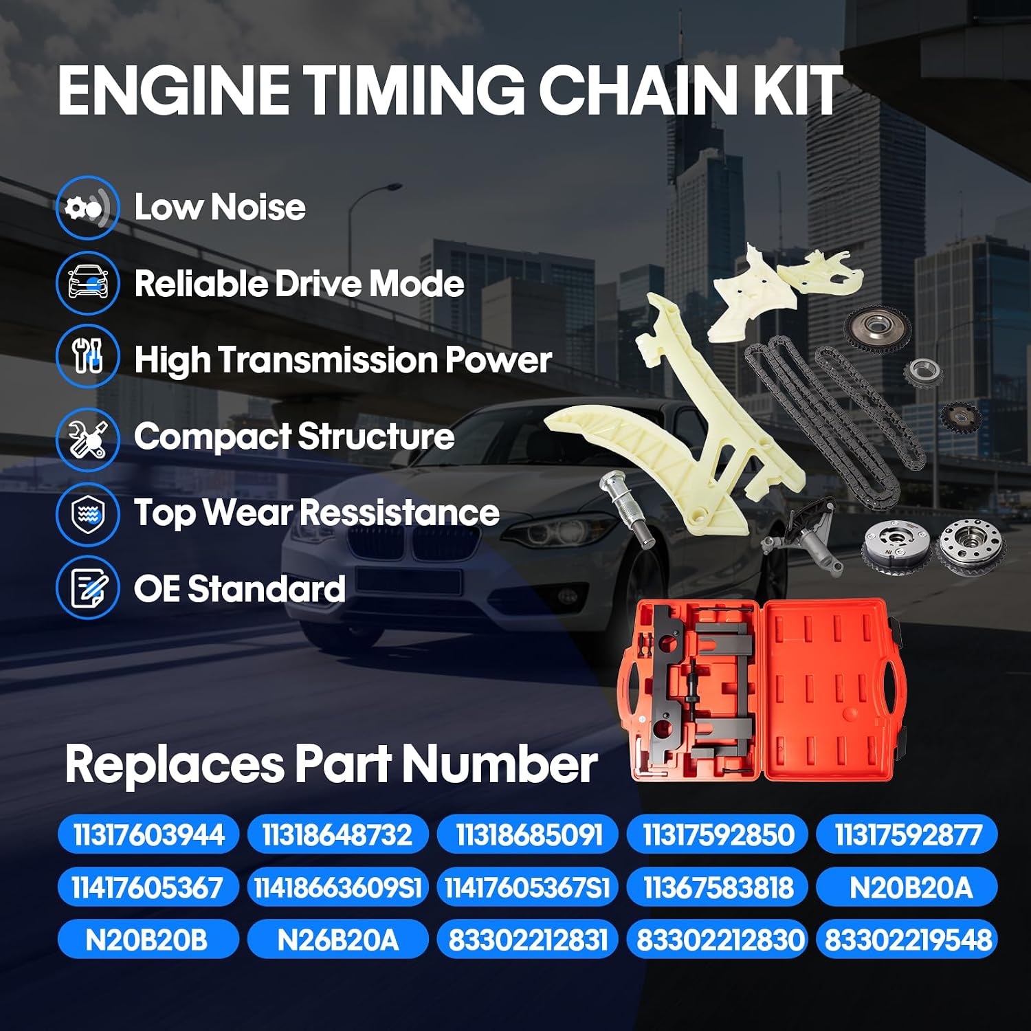 Timing Chain Kit with Timing Tool Kit Compatible with 2013-2017 BMW 2.0L N20 N26 Engines, Fits for BMW 228i,328i, 428i, 528i, X3, X4, X5, and More Models, OE Standard Timing Replacement Parts