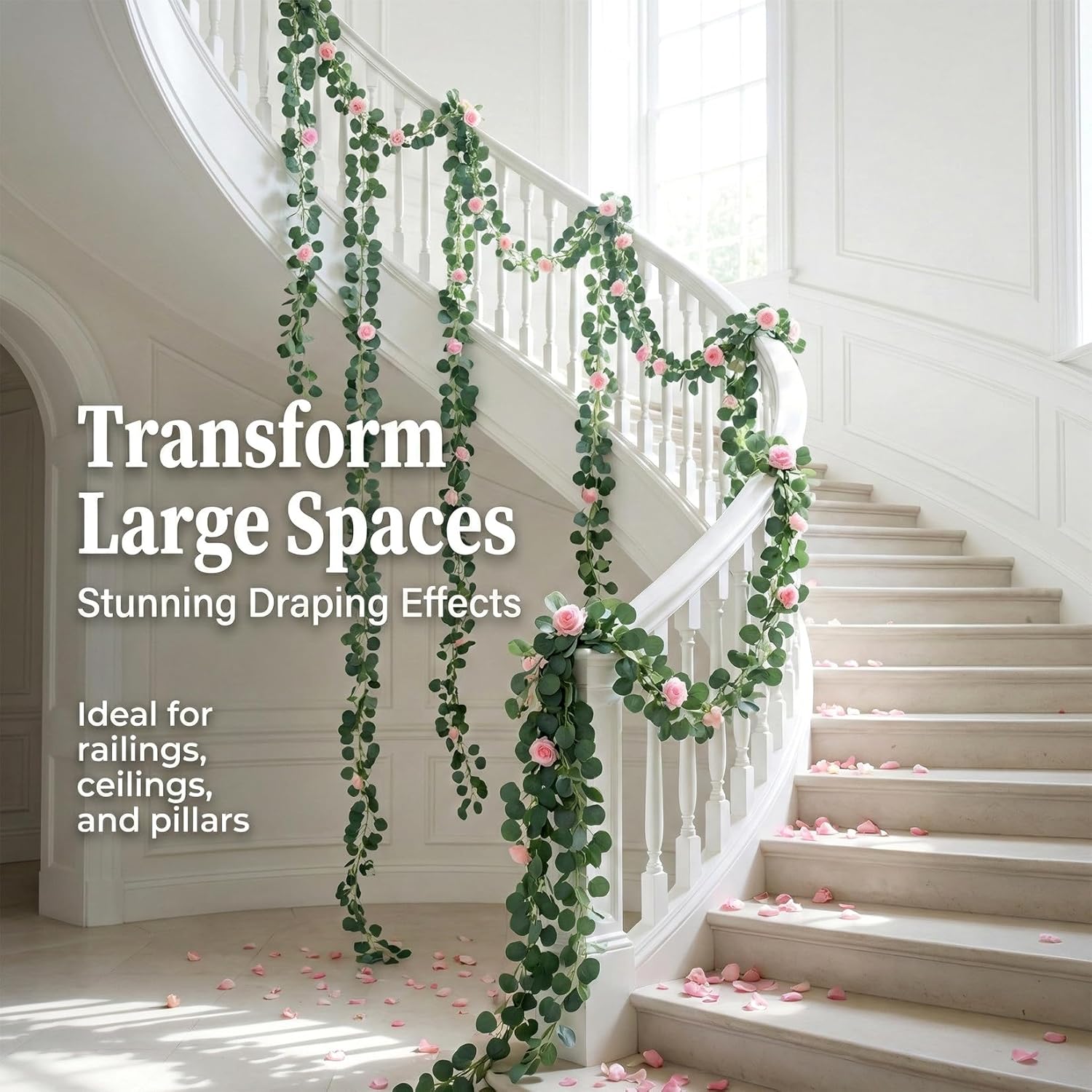 6 Pack 7.1FT Faux Eucalyptus Greenery Garland Hanging Vines for Bedroom Wall Decor Wedding Party Table Decoration Silk Artificial Leaves Plants Backdrop Indoor Outdoor - Image 6