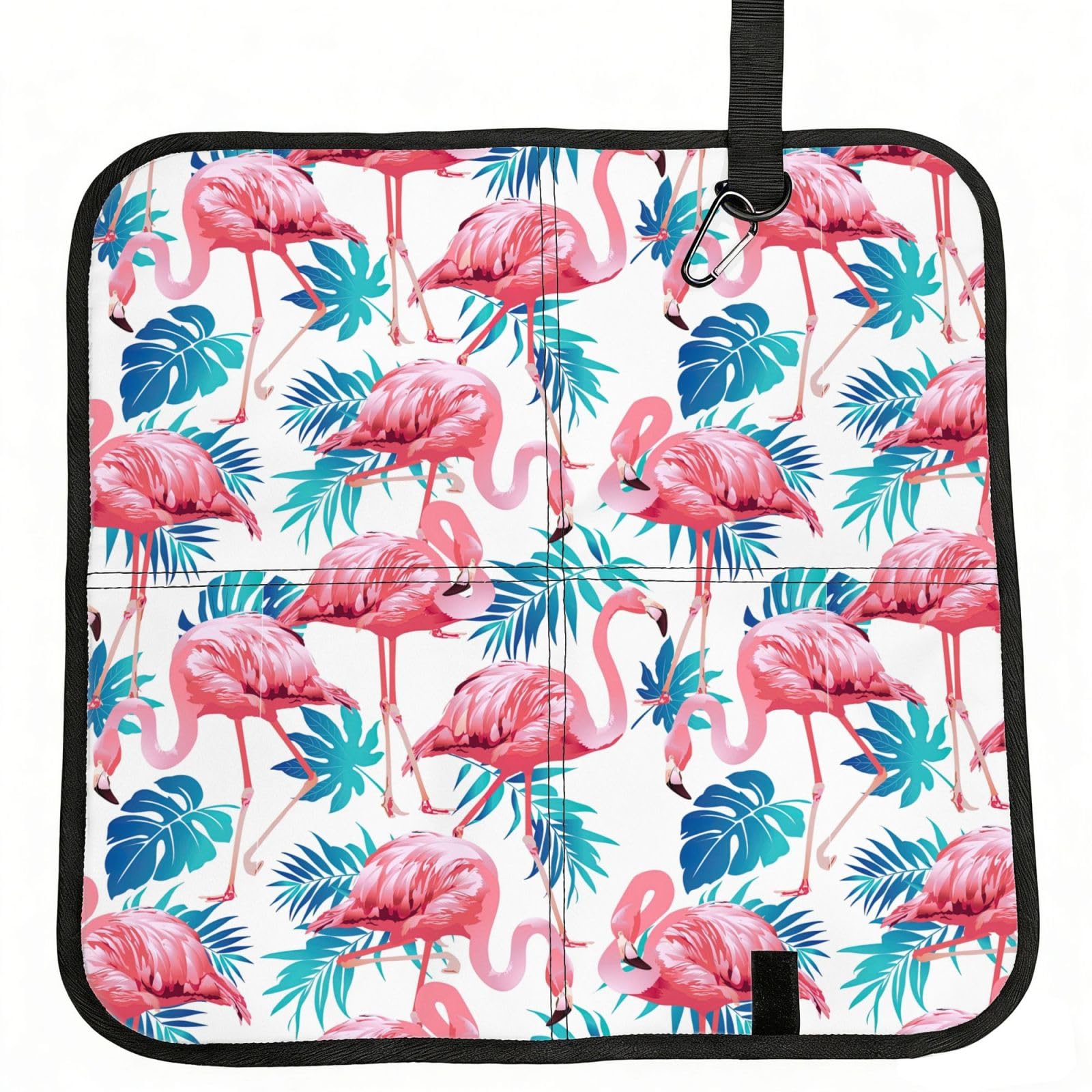 YGLHBDPBF Flamingo bird Green Plant Leaf Print Camping seat cushion,Foldable Sitting Pads,Save Backpack Space for Hiking