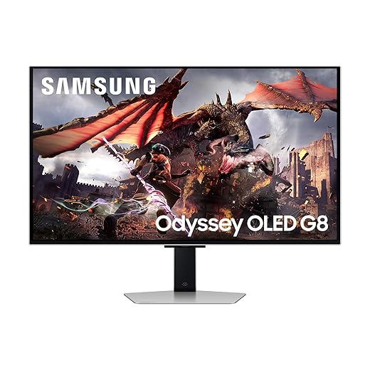 Samsung Odyssey G80SD OLED Gaming Monitor, 32 Inches, 4K AI Upscaling, UHD Screen, 3840 x 2160, 240 Hz, 0.03 ms Response Time (G/G), Nvidia G-Sync and AMD FreeSync Premium Pro, LS32DG800SUXEN