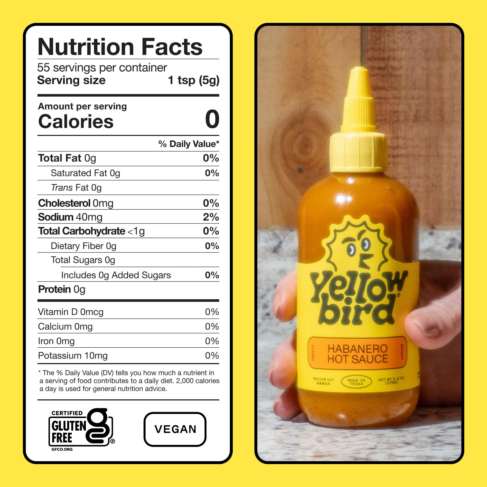 Uccello giallo - Condimento Salsa Habanero - 9.8 Florida. oncia.