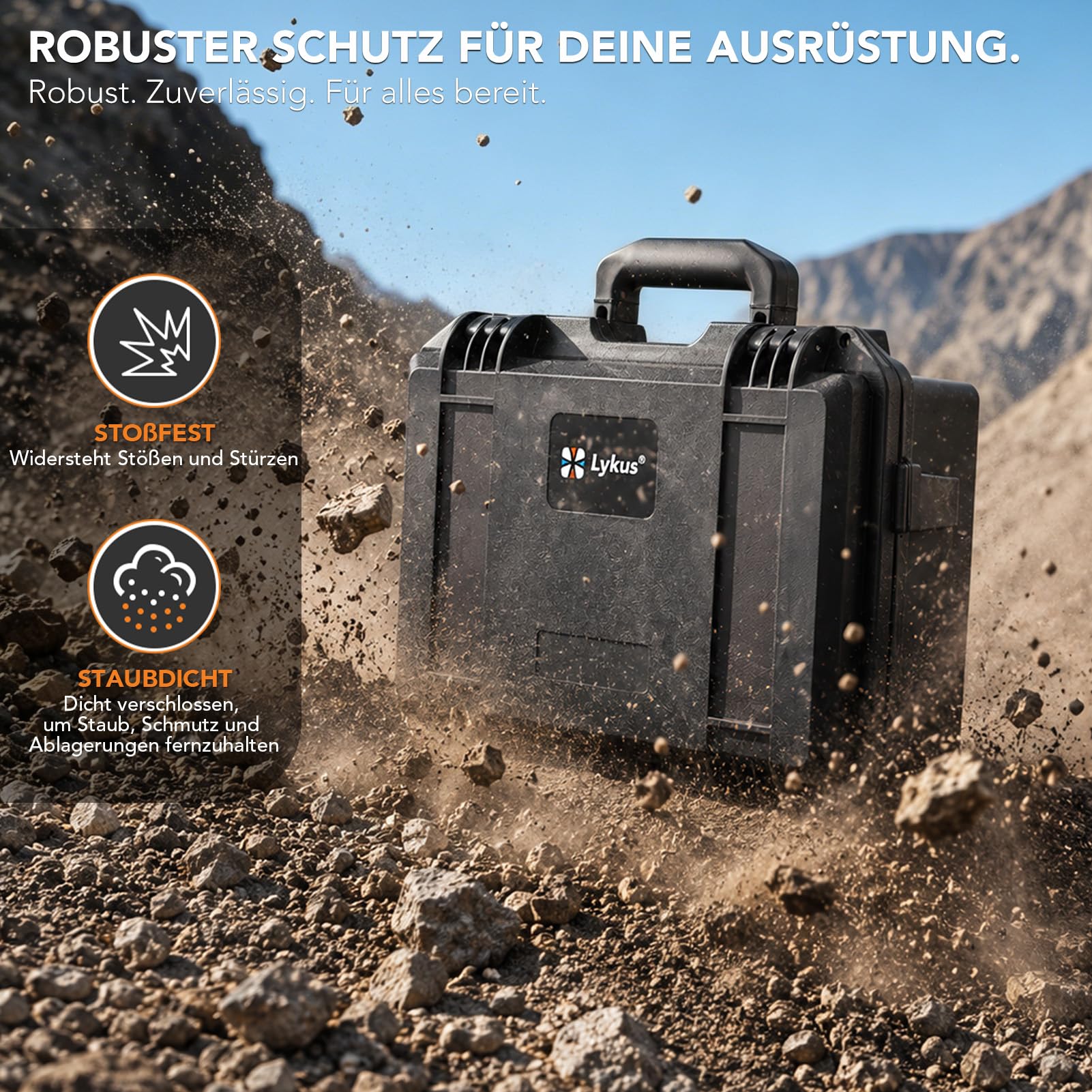 Lykus Titan LT110 Wasserdichter Koffer für DJI Lito 1/X1, RC2/RC-N3 | NUR KOFFER, Passend für Fly More Combo, RC Lanyard, Bis zu 7 Akkus, IP67 wasserdicht, Stoßfest, Inklusive Schultergurt