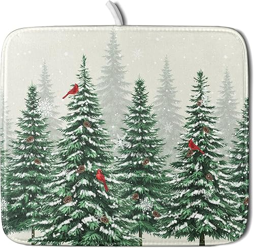 Vista 22 de Daisy On Old - Tapete de secado de platos de madera para encimera de cocina, tapete de secado de madera turquesa de 18 x 24 pulgadas con tapete