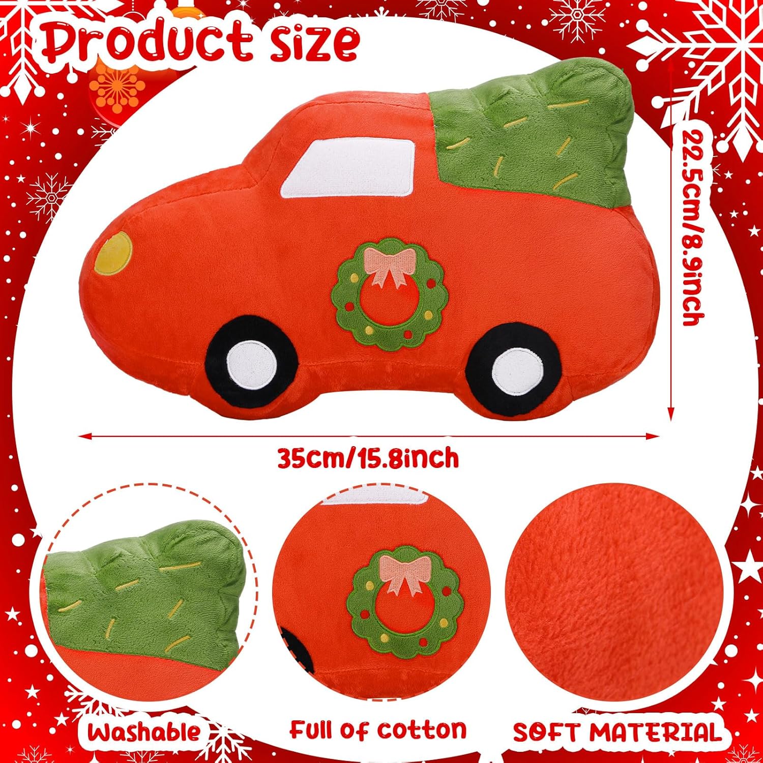 Roowest Red Truck クリスマスデコレーション クリスマスツリー枕 ぬいぐるみ クリスマスぬいぐるみ スローピロー フ