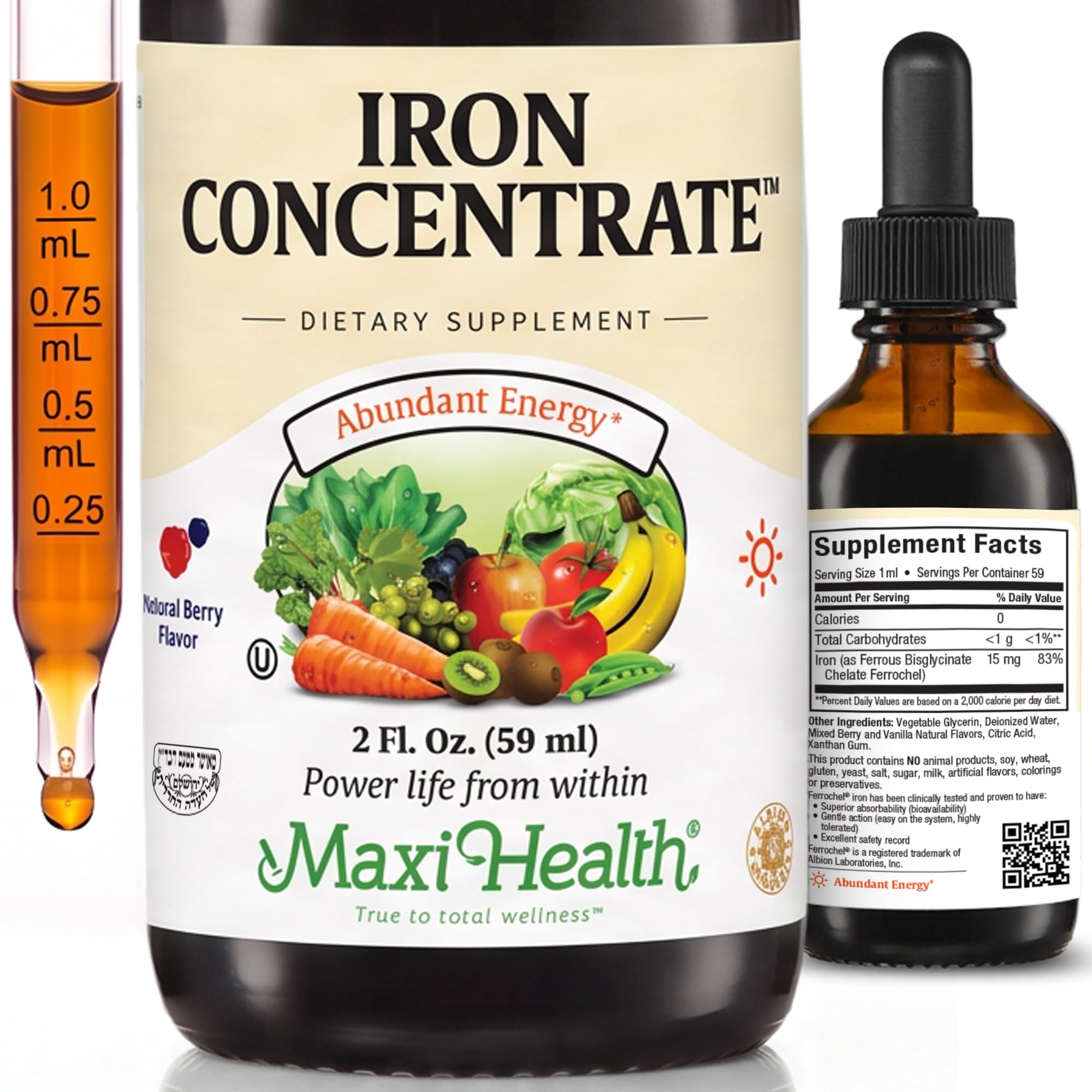 Maxi Health® High Potency Liquid Iron Supplement, Berry (2 fl oz)