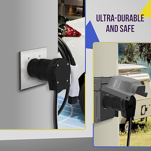 Miniatura 4 de ENERLITES 69554 30 3 macho a 50 amperios 4 clavijas hembra adaptador de corriente NEMA TT-30P a 14-50R EV cable adaptador de cargador 30A, negro