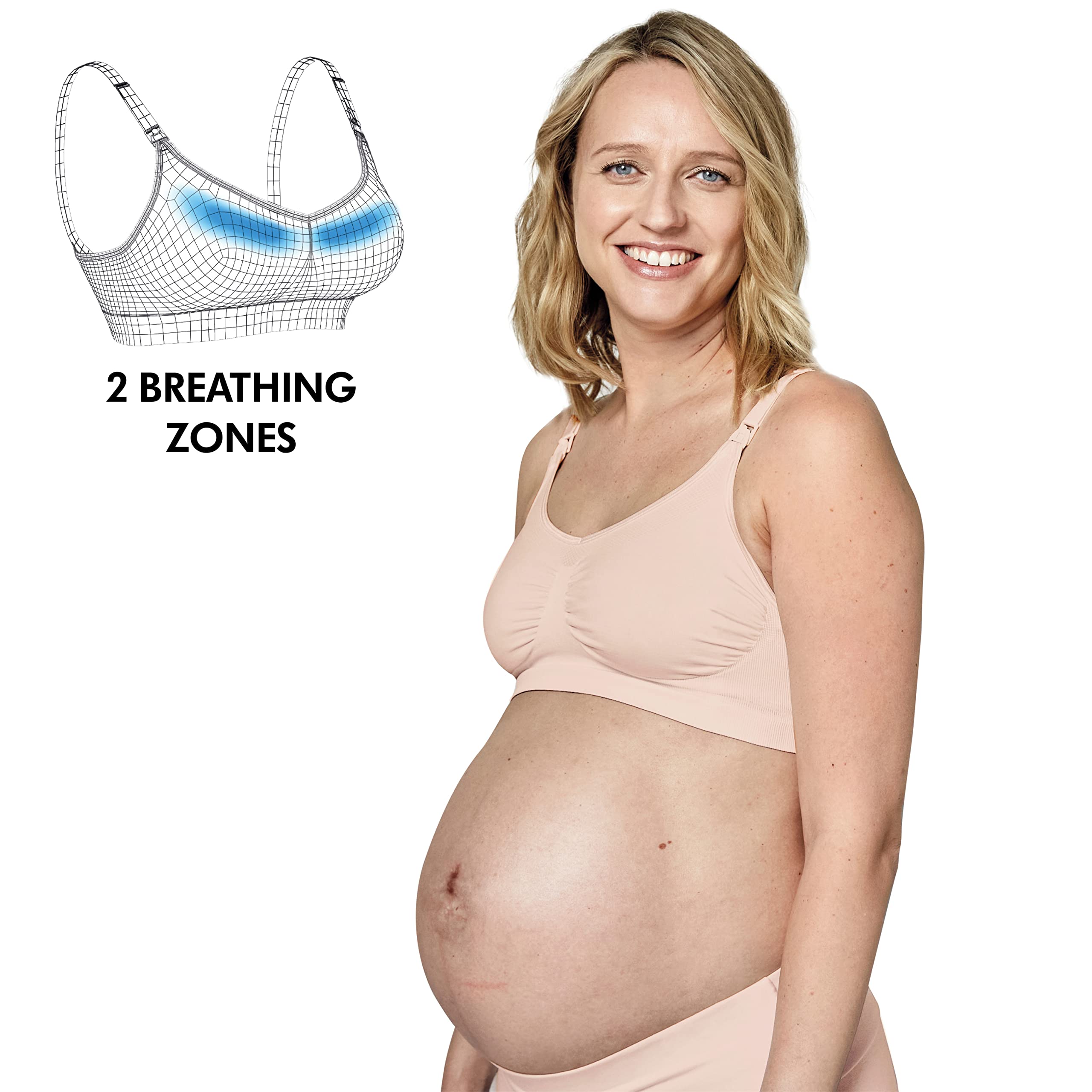 Medela Keep Cool BH | Nahtloser Umstands- und Still-BH mit 2 Atemzonen und weichem Stoff f r bequemen Halt, Chai, Large