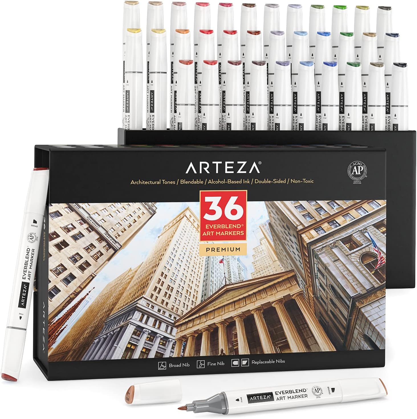 ARTEZA Everblend Ultra Art Marker, Set of 36 Graffiti Markers