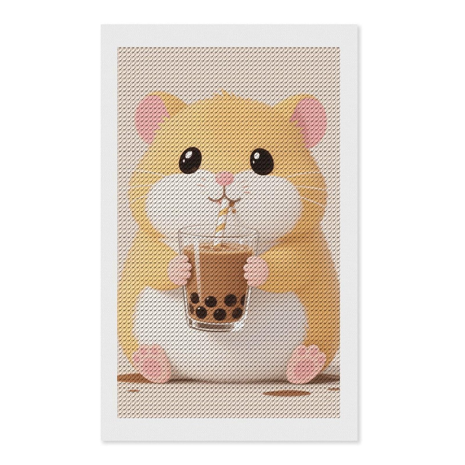 FodPand Hamster 5D Diamond Painting Kits for Adults Beginners Full Drill Round Diamond Dots Pictures Gem Art Supplies for Home Wall Room Decoration DIY Craft Set Gift 12x20