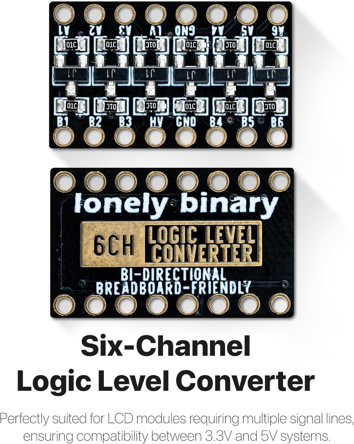LONELY BINARY 27-Pack Logic Level Converter 2/4/6 Channel 3.3V to 5V | 18x 2-ch + 6x 4-ch + 3x 6-ch; bi-directional, auto-direction; I2C, SPI, UART; 2.54mm, breadboard; for Arduino, ESP32, Pico