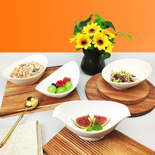 Miniatura 7 de Tazones de ensalada, cuenco de sopa de porcelana blanca, adecuado para su uso para salsas, helados, postres, guarniciones pequeñas, ensalada,