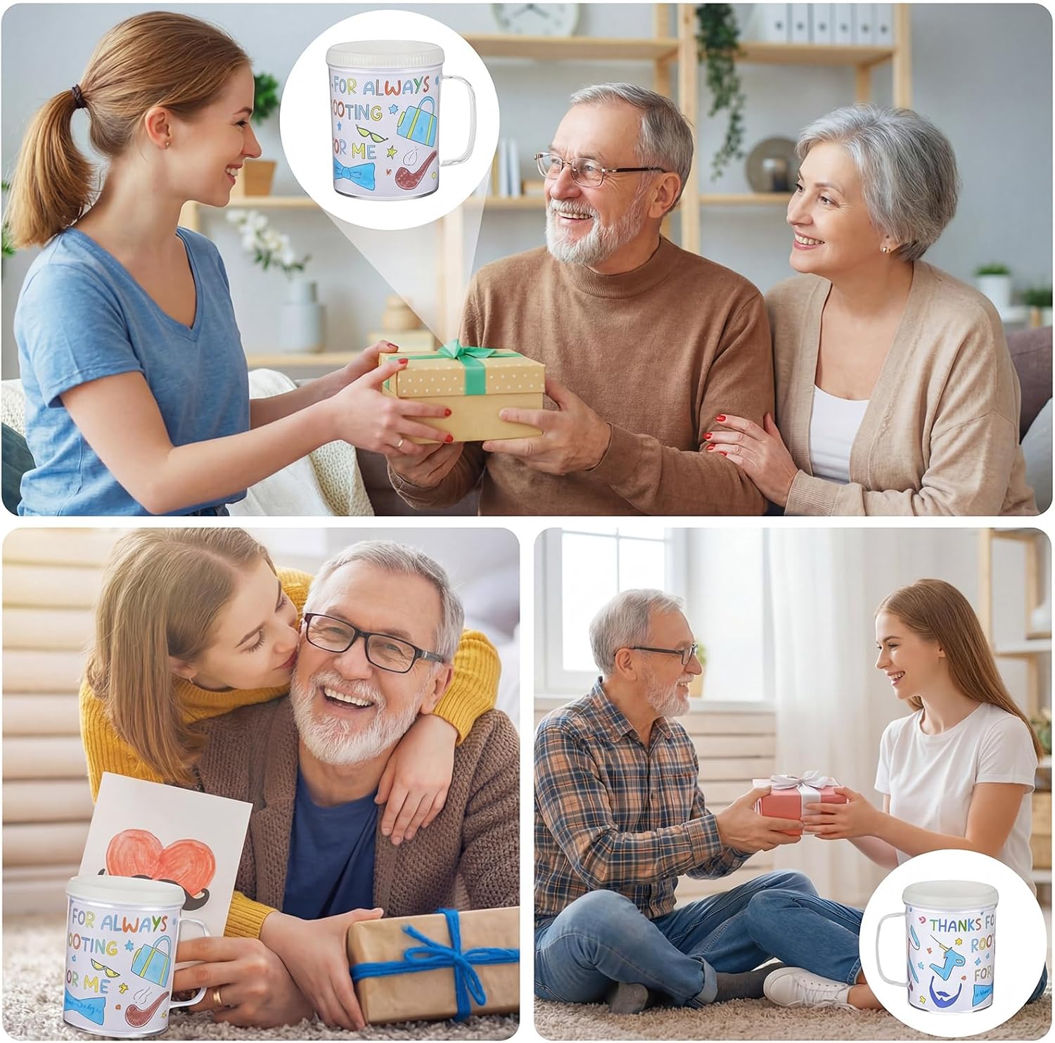 Umigy 24 Set Father's Day DIY Color Your Own Cups Bulk Painting Your Own Mug Craft for Dad 8 oz DIY Drawing Coffee Cup Ideas Father's Day Coloring Party Favors Gifts for Grandpa Home Activities
