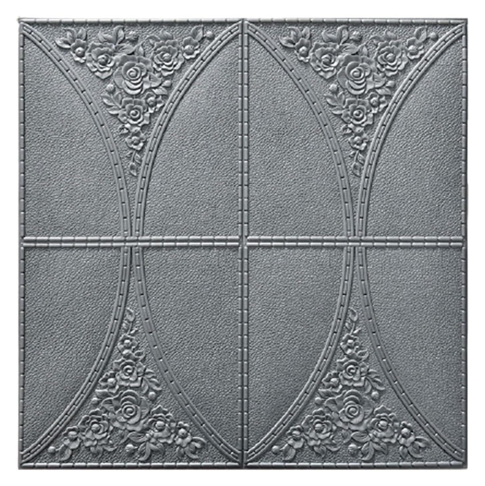 Wall Panel，3D Wallpaper for Living Room, Bedroom, 70X70cm Peel and Stick Panels, 10Pcs(Grijs)