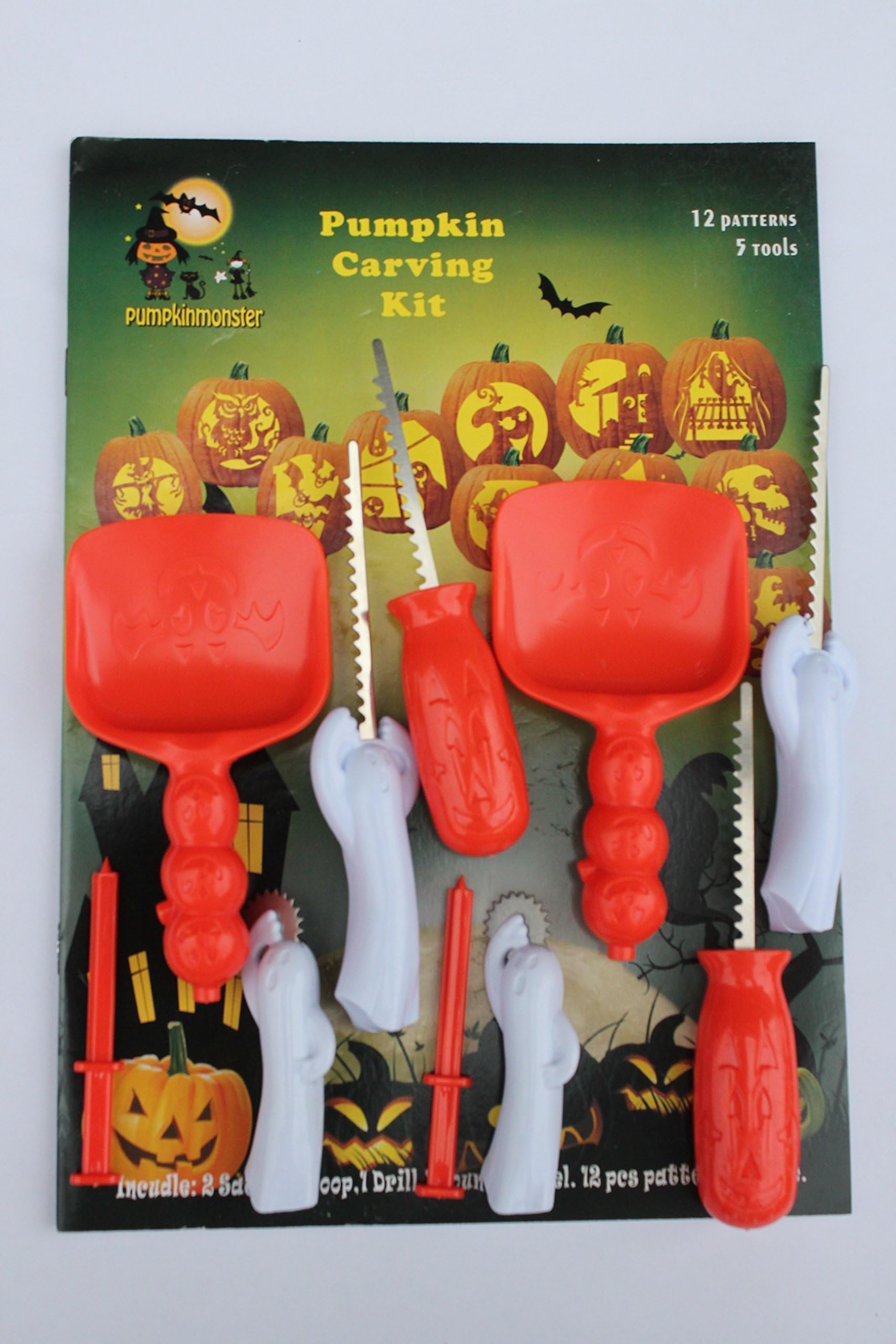 XL Pumpkin Carving Kit 10 Pieces Plus Stencils