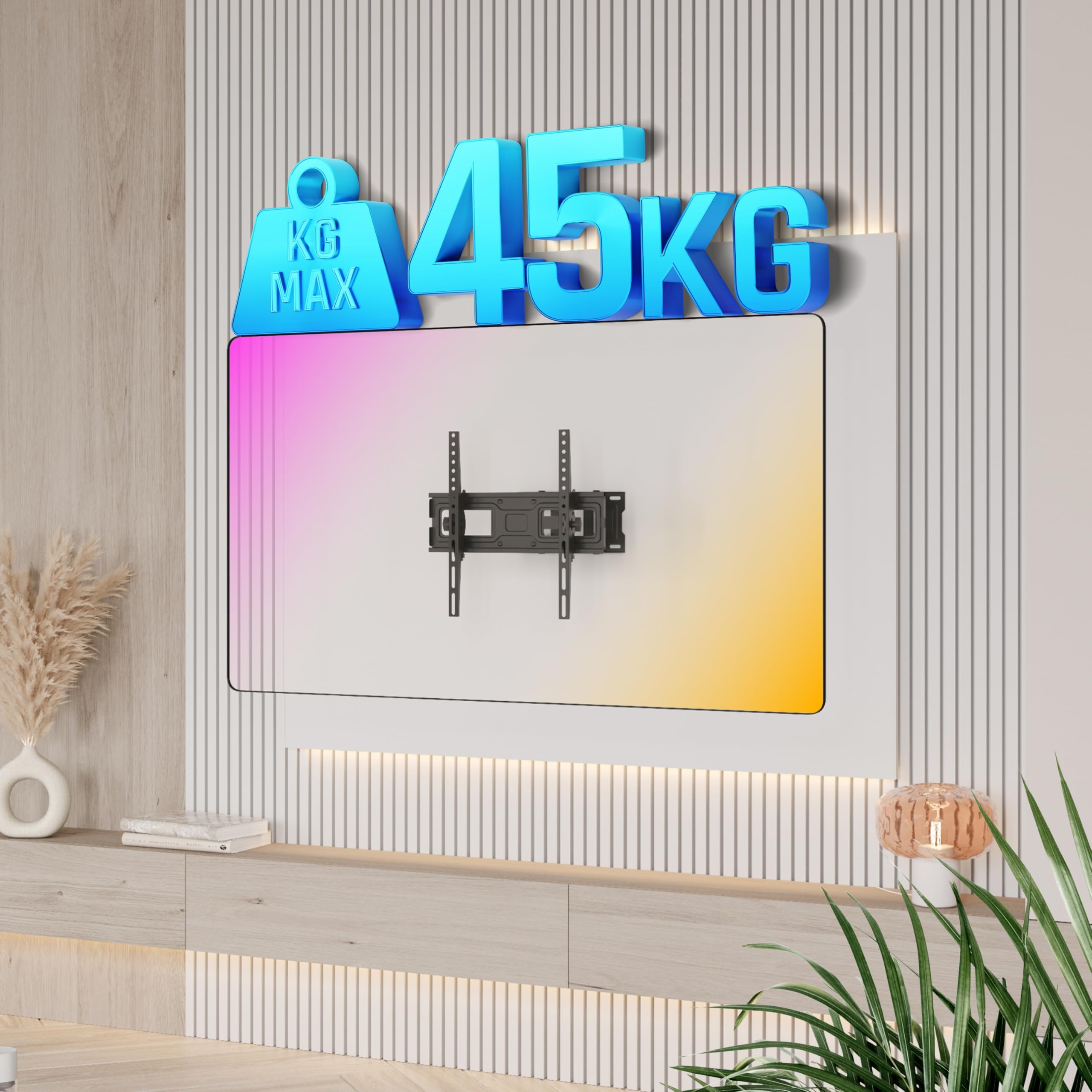 RICOO S6244 Support Mural TV 40 42 43 48 50 55 58 60 65 Pouces VESA 200x200 à VESA 400x400 Orientable Inclinable Rotatif Universel Fixation Murale TV
