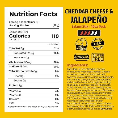 Miniatura 2 de Long John Snacks Jalapeño Cheddar Dry Salami Stix  Premium hecho a mano a partir de carne de res y cerdo  Sin gluten, sabor audaz y no abrumador y