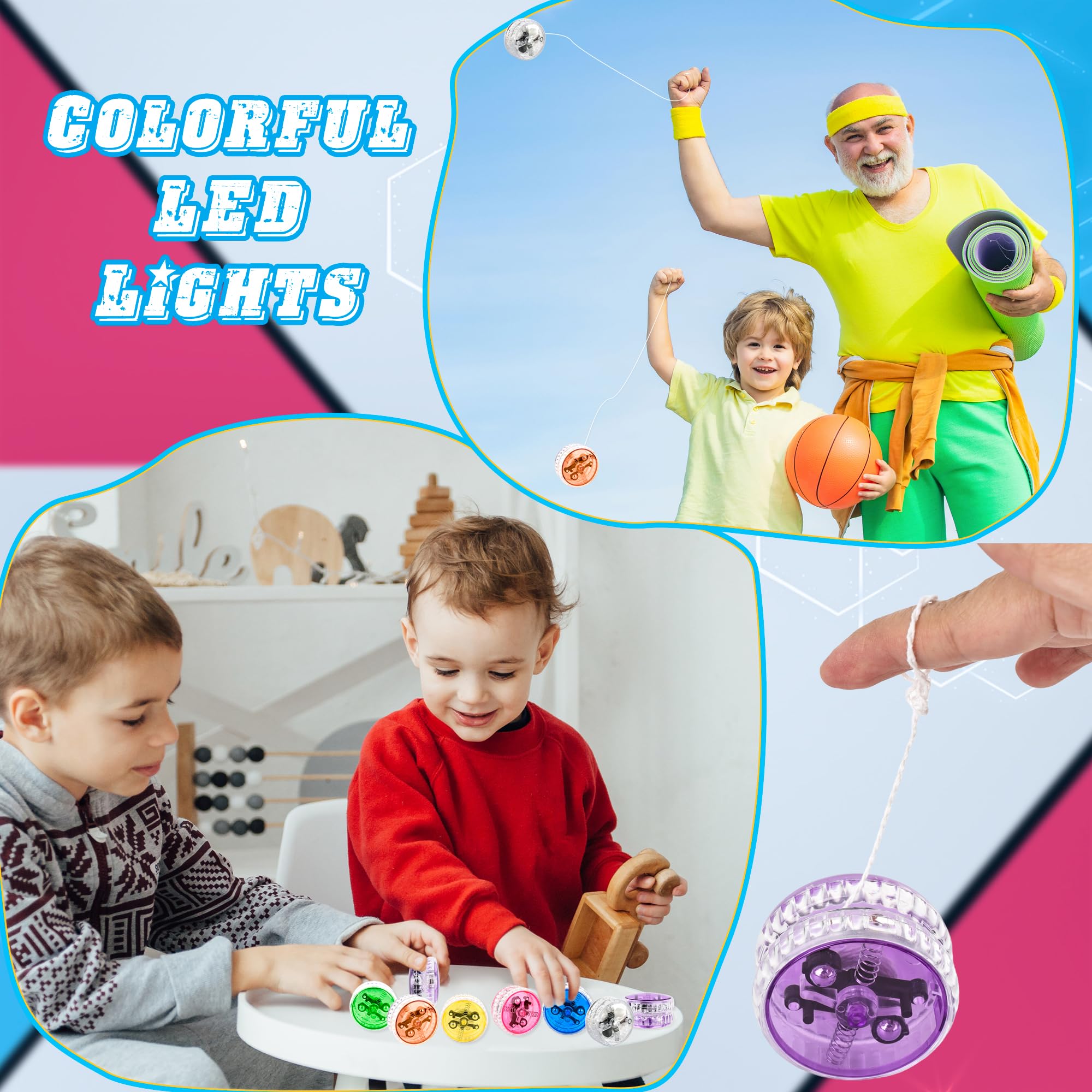 80 Stück leuchtende Jo-Jo-Job-Bälle aus buntem Kunststoff, LED, leuchtende reaktionsschnelle Kugeln, Großpackung für Anfänger, Geburtstag, Weihnachten, Halloween, Party, Geschenktütenfüller, 8 Farben