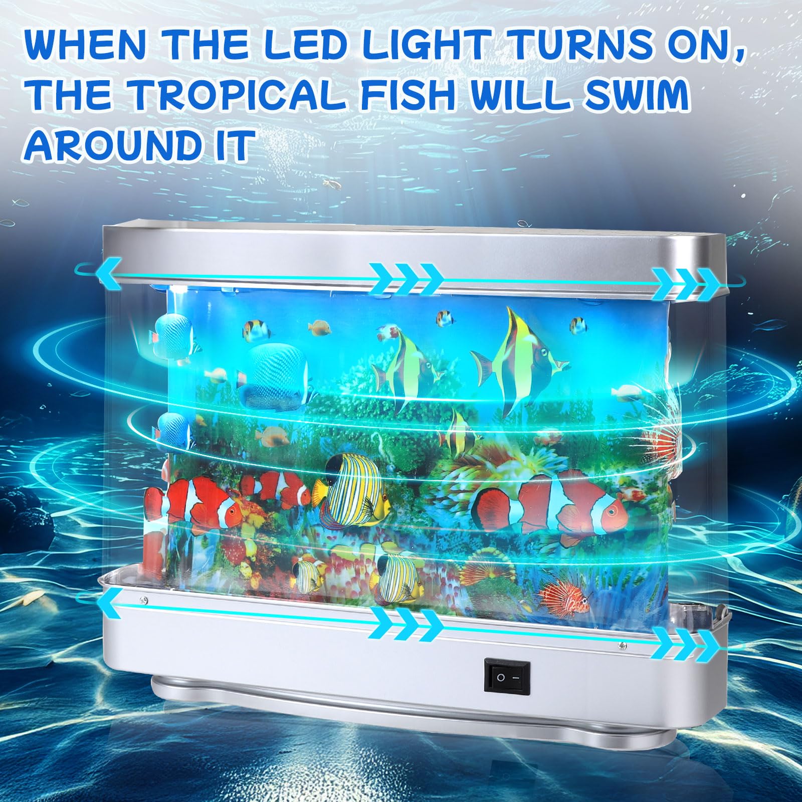 SWAWIS Künstliches Aquarium Fake Aquarium Ocean Fisch Lamp Nachtlicht Dynamischer Virtueller Ozean künstliche Tropische Landschaft Raumdekoration für Raumdekoration EU-Stecker