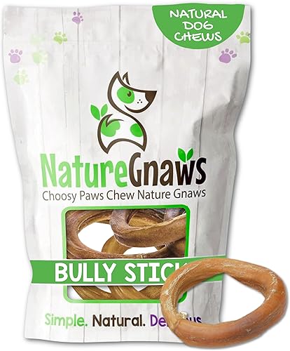 Nature Gnaws Anillos de palo para perros (5 unidades) – Larga duración para masticadores agresivos – Huesos naturales para masticar perros – Sin