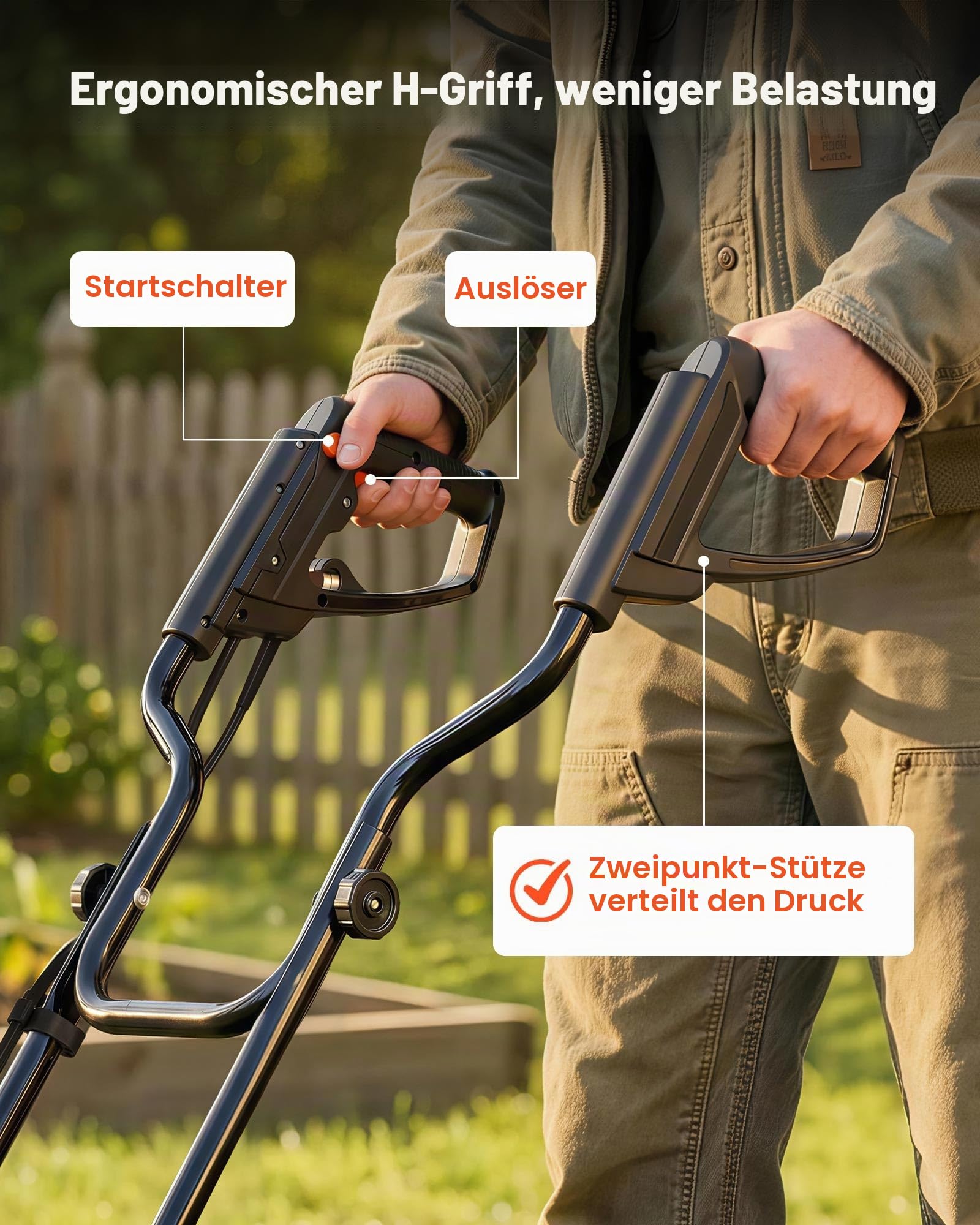 VEVOR Elektro Bodenhacke 45 cm Arbeitsbreite, 22 cm Arbeitstiefe, 1500 W Motorhacke, Bodenkrümler, Kultivator mit Stahlzinken & Klappbarem Führungsholm, Gartenfräse für Rasen-, Hof- & Gartenpflege