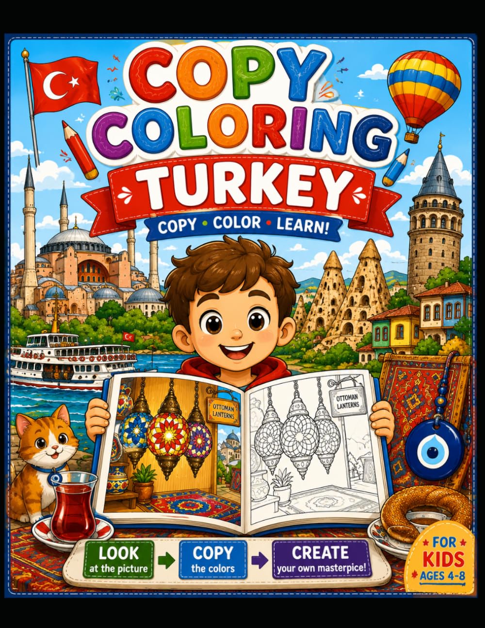 Turkey Copy & Color Book for Kids: Color and Copy 20 Amazing Turkish Landmarks, Traditions, Animals and Cultural Icons While Learning About Turkey