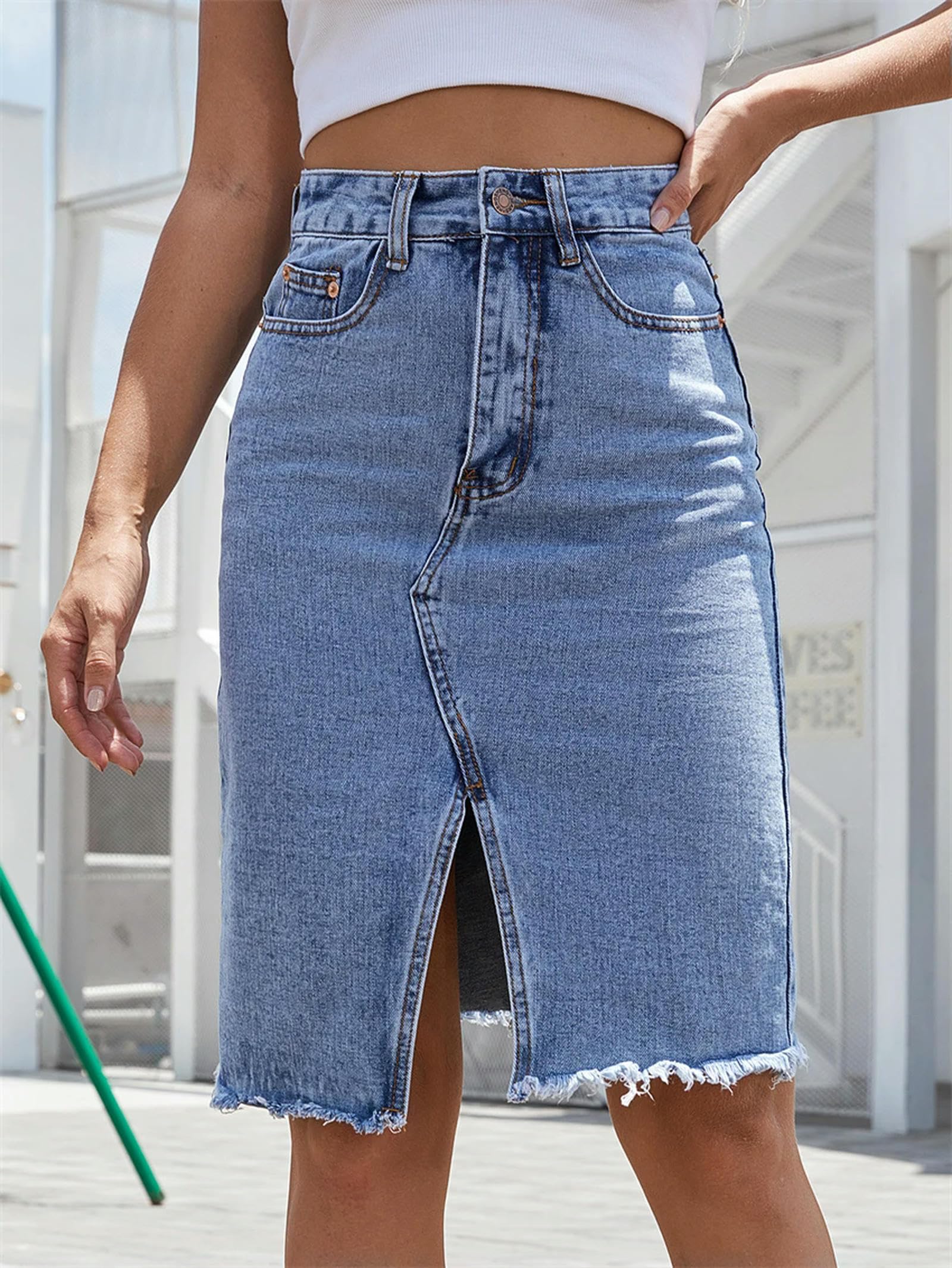Gonne da Donna in Denim Tutto-fiammifero Larghe con Spacchi Laterali per Il Tempo Libero Irregolari Nuove e Calde in Vendita a Vita Alta moda-230611-L