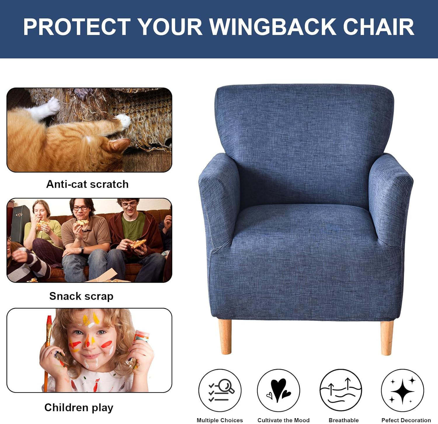 HAOYONG Banquet Armchair Slipcover Stretch Velvet Chair Covers 1-Piece Armchair Sofa Covers Soft Arm Chair Cover Removable Washable Single Couch Covers Furniture Protector for Living Room - Set of 1