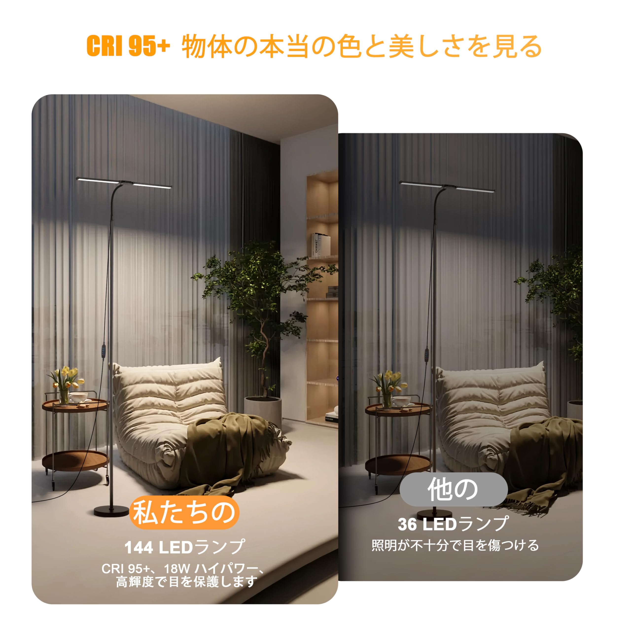 Amazon.co.jp : LED フロアランプ、リビングルーム用の明るい 18W