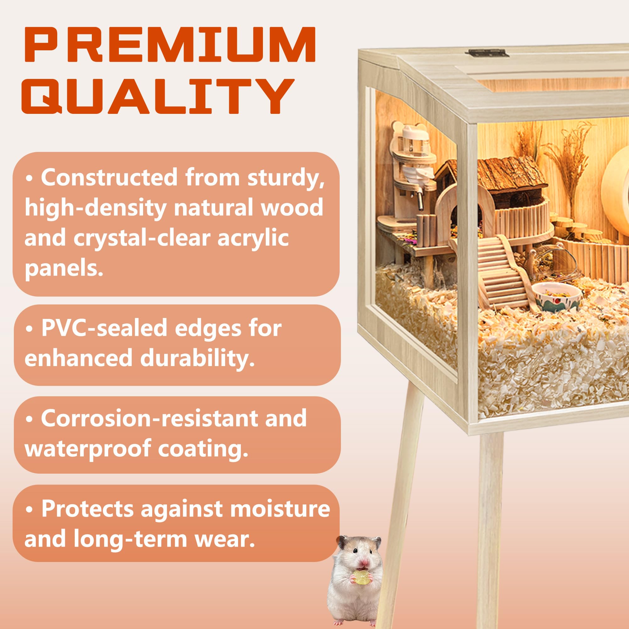 Prolee Jaula para hámster extragrande para ratones y ratas, parte superior que se puede abrir con láminas acrílicas, jaula de animales pequeños con soportes para las patas, 40 pulgadas de largo