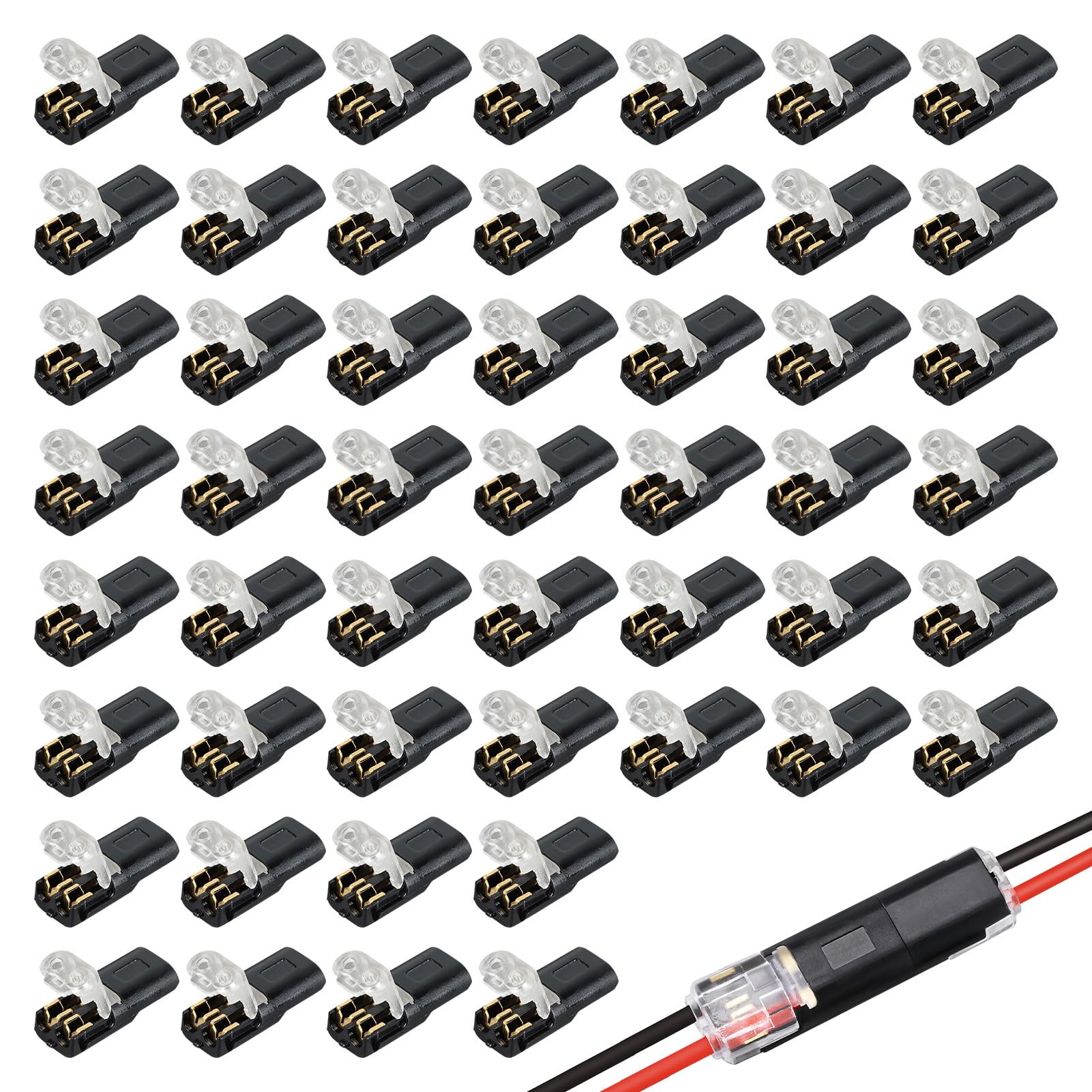50PCS 2Pin Wire Connectors,Wire Connectors,Wire Connectors Push Fit,Quick Dual 2 Pin Peel-Free Push-Type Design,Electrical Connectors,2 Pin Connector Wire Crimp Terminal for Led
