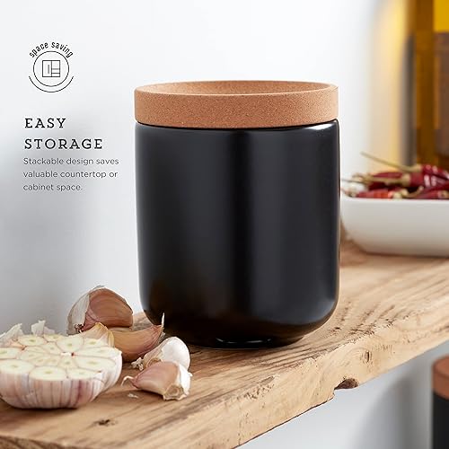 Vista 21 de Ajo transpirable de cerámica y corcho para permitir el flujo de aire para mayor frescura, tapa de corcho apilable que ahorra espacio, corcho natural