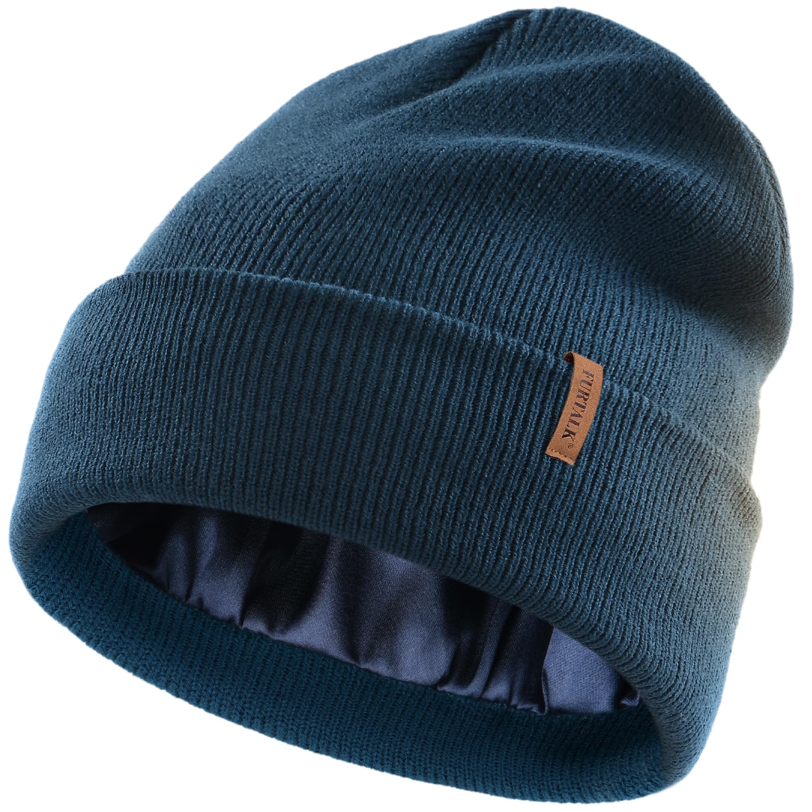 FURTALK Satin Lined Beanie for Women Men Knit Beanie Hat Acrylic Winter Hats Warm Slouchy Skull Cap